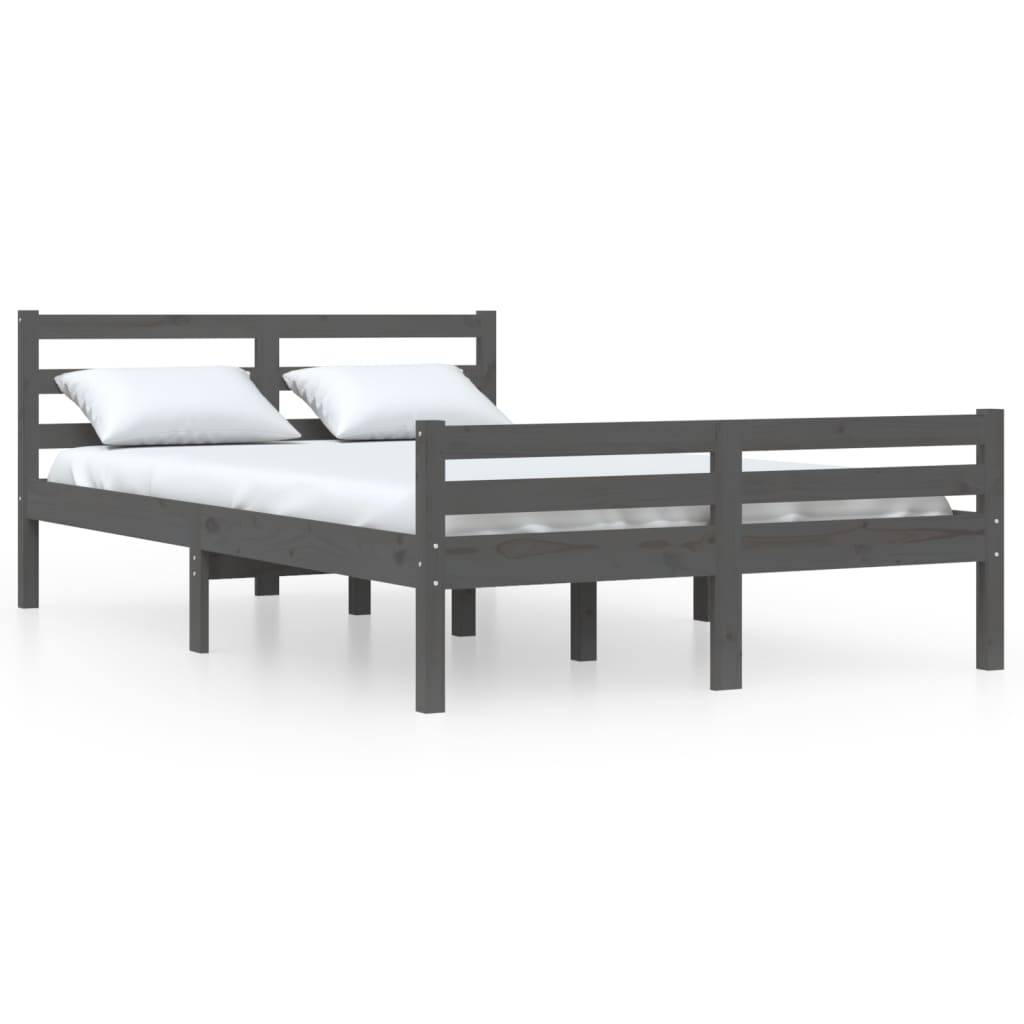 vidaXL Massivholzbett Grau 150x200 cm