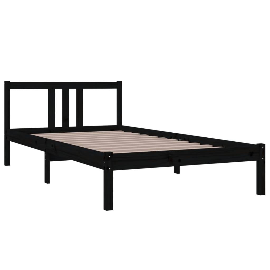 vidaXL Massivholzbett Schwarz 100x200 cm