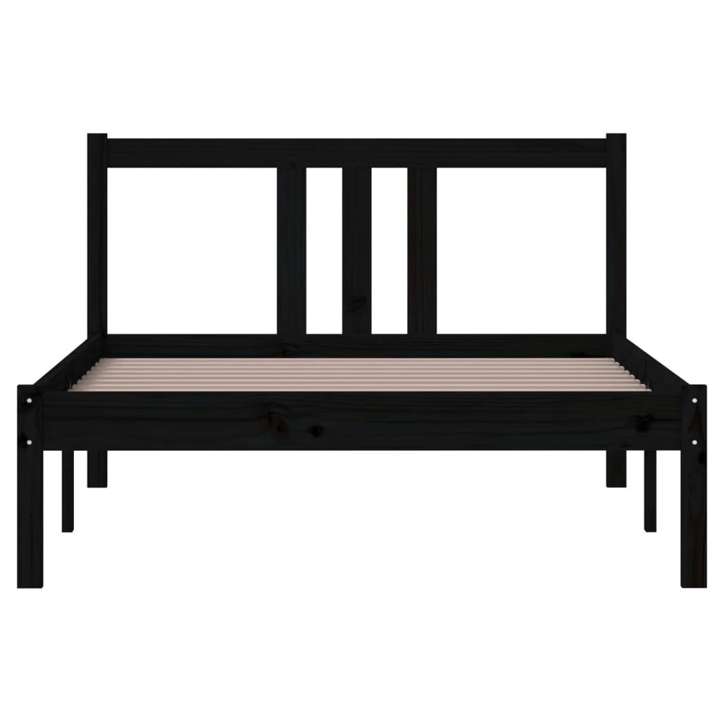 vidaXL Massivholzbett Schwarz 100x200 cm