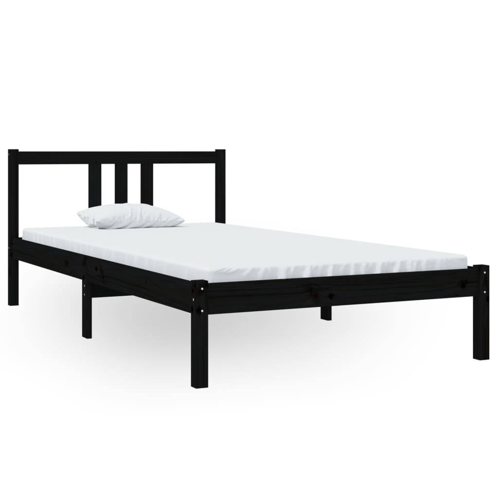 vidaXL Massivholzbett Schwarz 100x200 cm