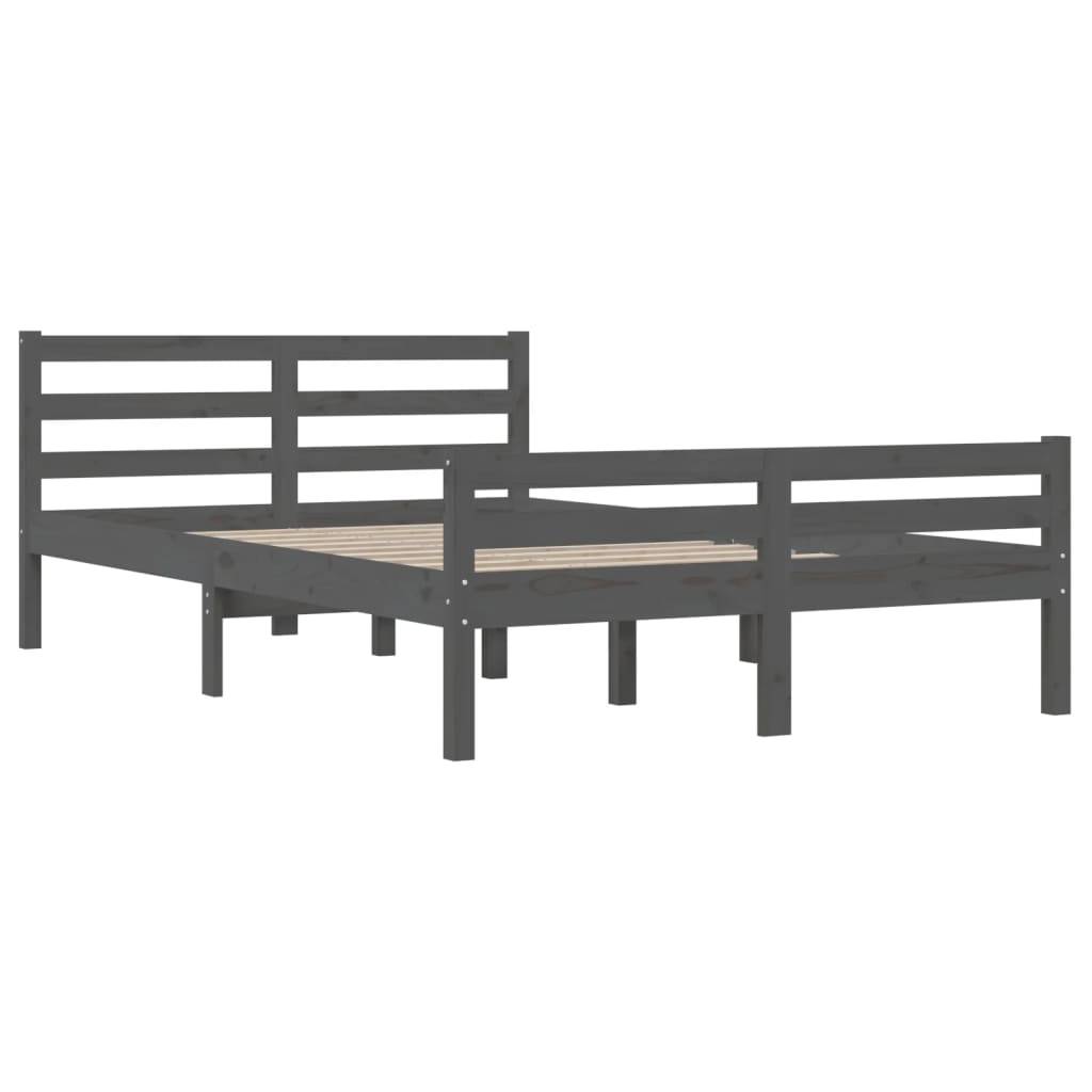 vidaXL Massivholzbett Grau 150x200 cm
