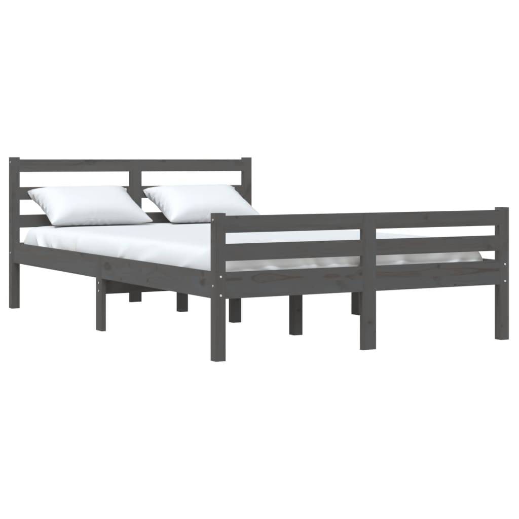 vidaXL Massivholzbett Grau 150x200 cm