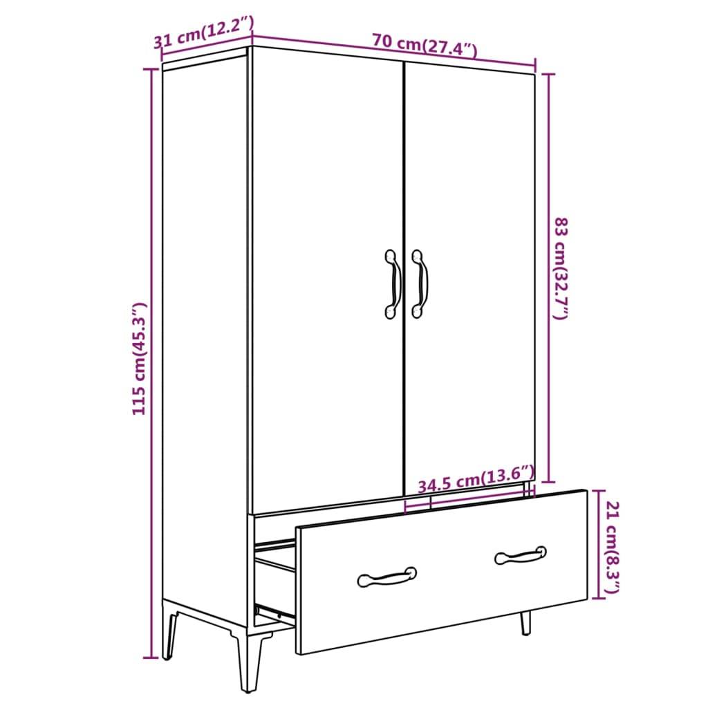 vidaXL Highboard Sonoma-Eiche 70x31x115 cm Holzwerkstoff