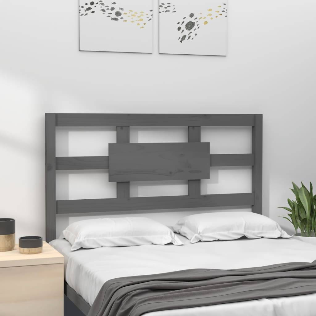vidaXL Kopfteil Grau 80,5x4x100 cm Massivholz Kiefer