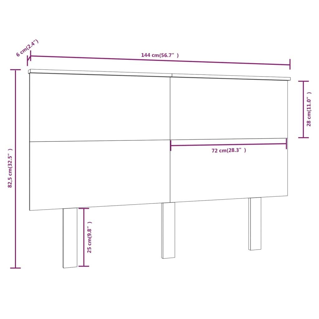 vidaXL Kopfteil Grau 144x6x82,5 Massivholz Kiefer