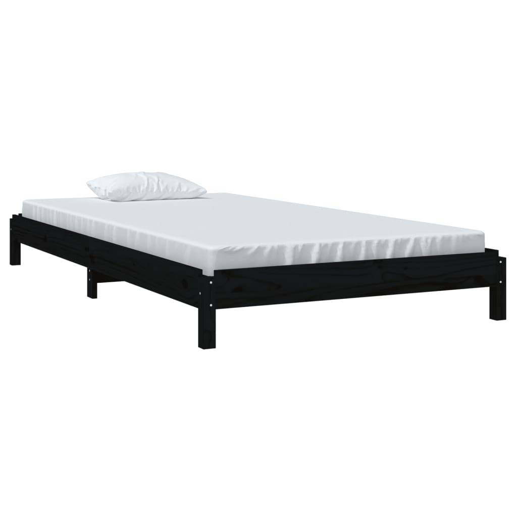 vidaXL Stapelbett Schwarz 90x200 cm Massivholz Kiefer