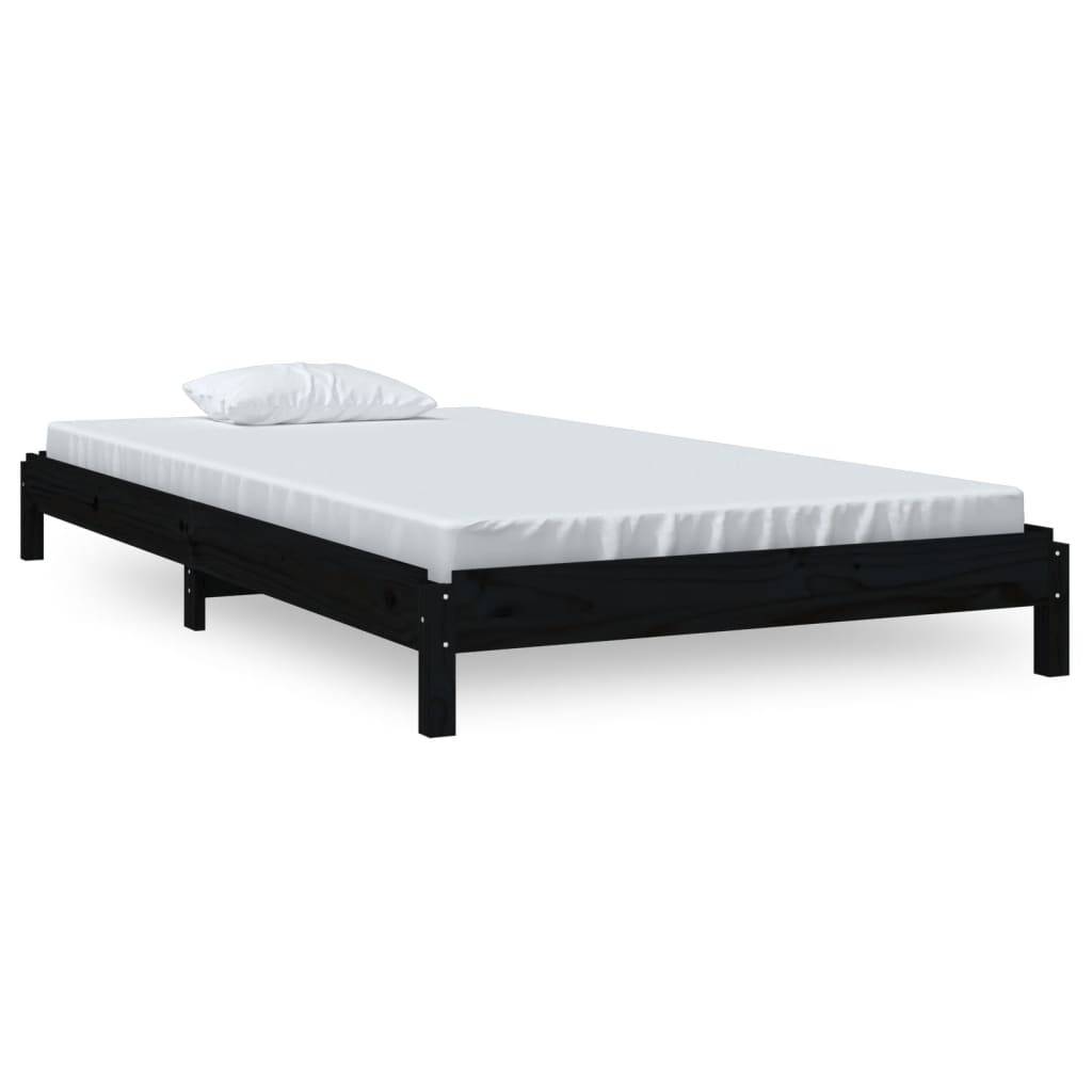 vidaXL Stapelbett Schwarz 90x200 cm Massivholz Kiefer
