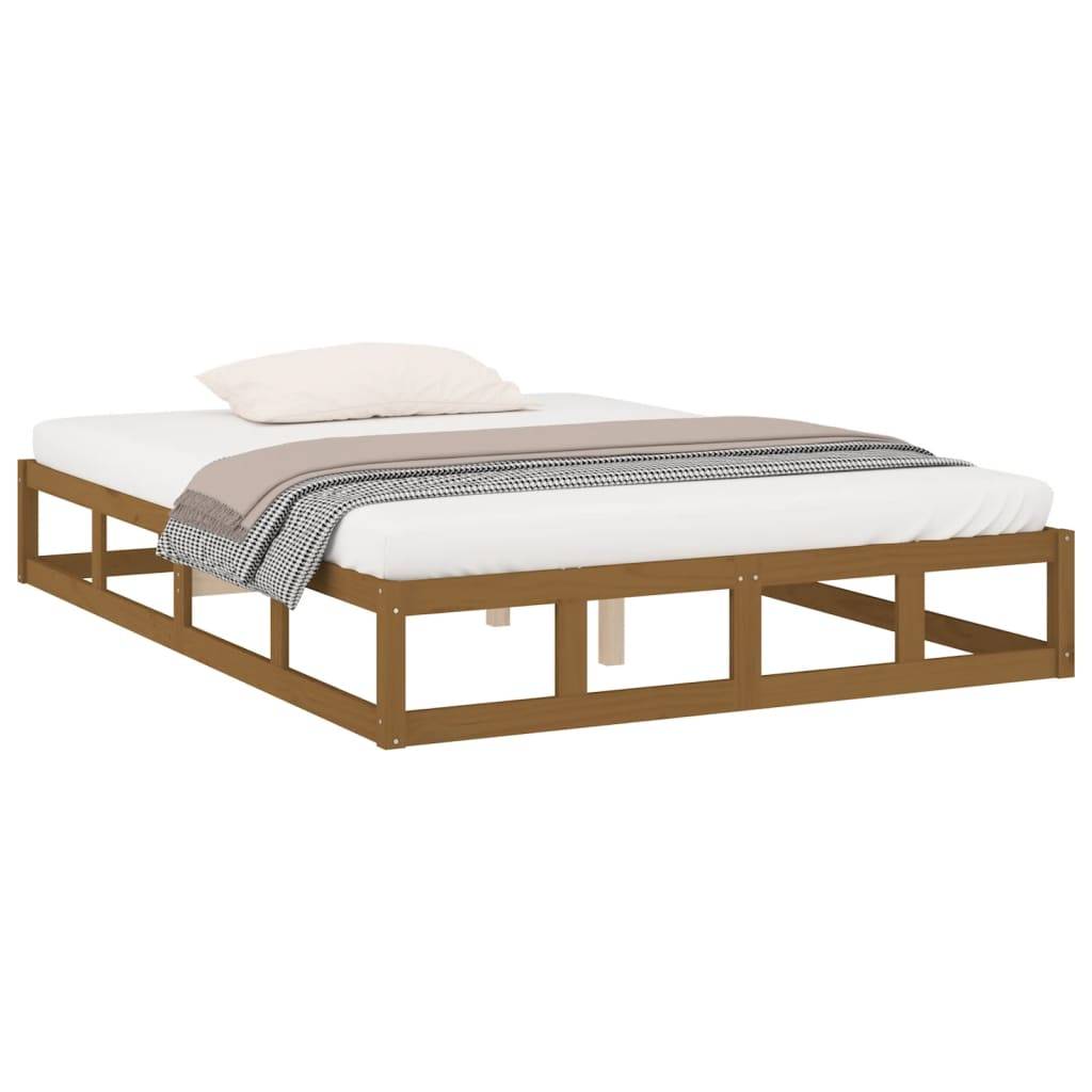 vidaXL Massivholzbett Honigbraun 120x190 cm