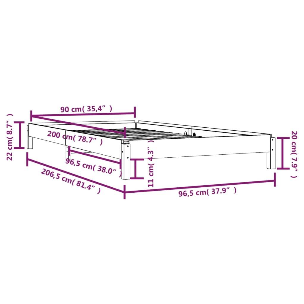 vidaXL Stapelbett Schwarz 90x200 cm Massivholz Kiefer