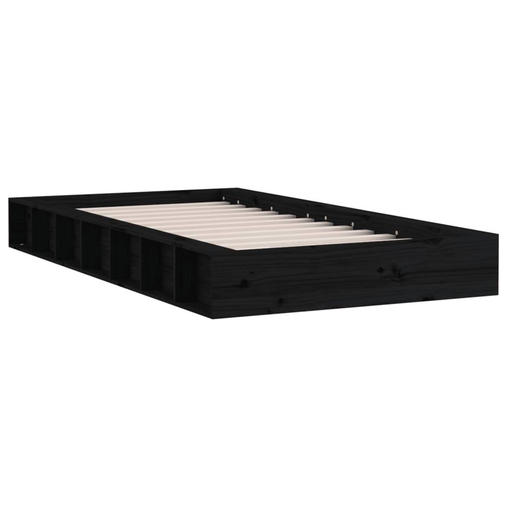 vidaXL Massivholzbett Schwarz 75x190 cm