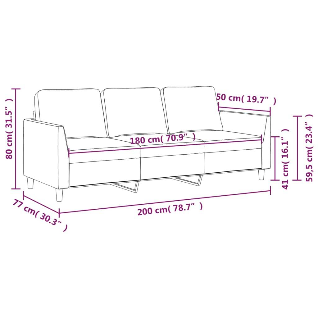 vidaXL 3-Sitzer-Sofa Schwarz 180 cm Kunstleder