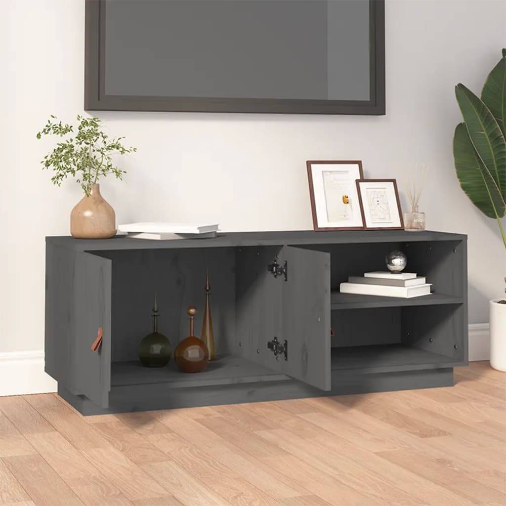 vidaXL TV-Schrank Grau 105x34x40 cm Massivholz Kiefer
