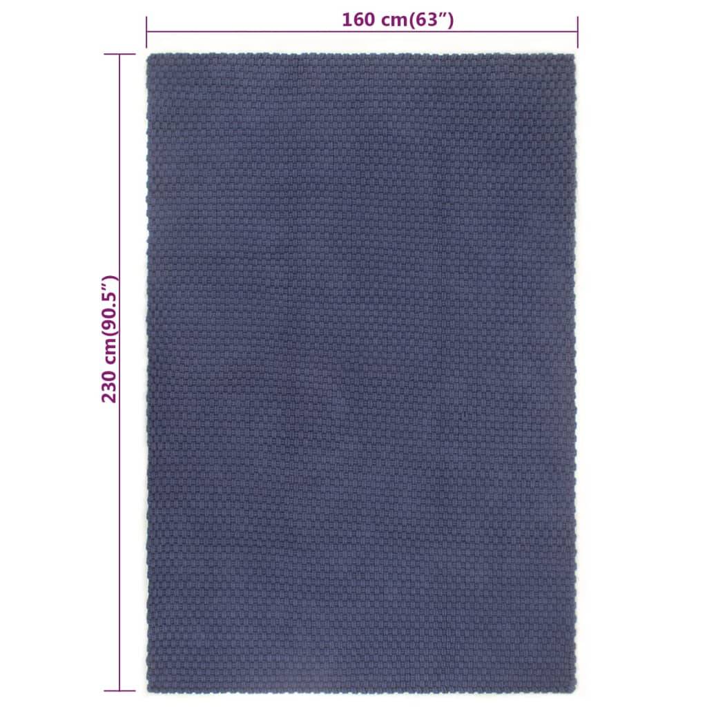vidaXL Teppich Rechteckig Marineblau 160x230 cm Baumwolle