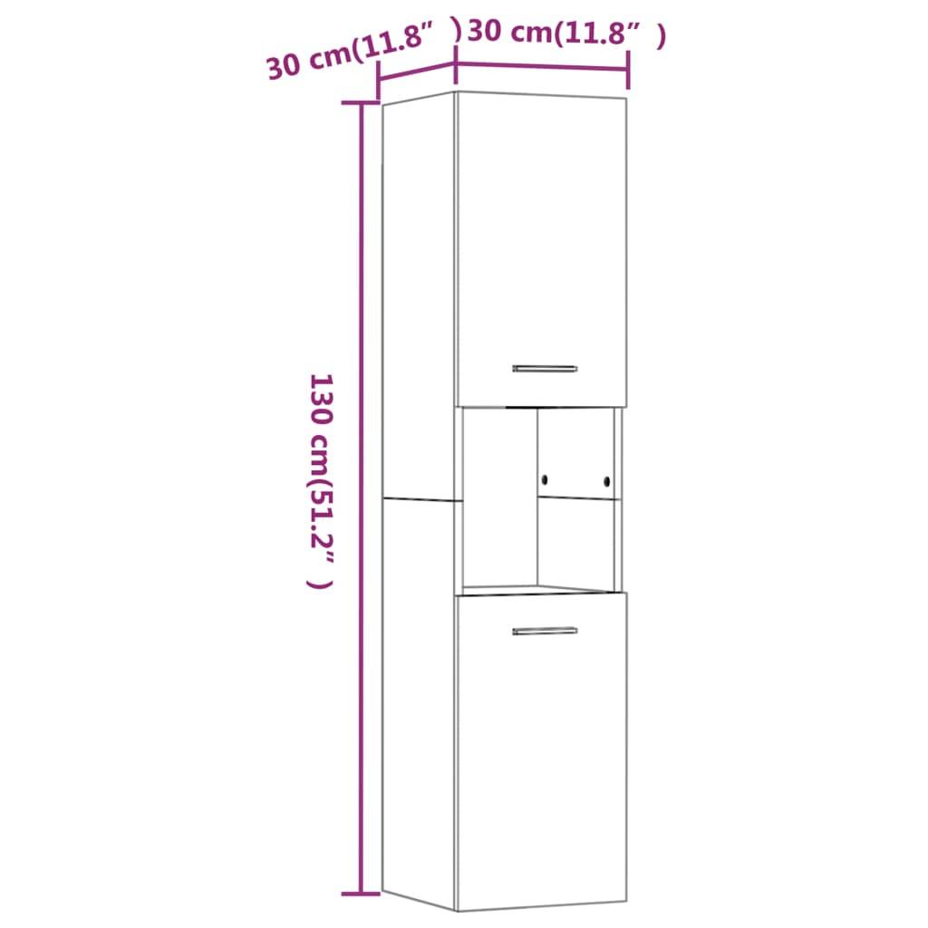vidaXL Badezimmerschrank Räuchereiche 30x30x130 cm Holzwerkstoff