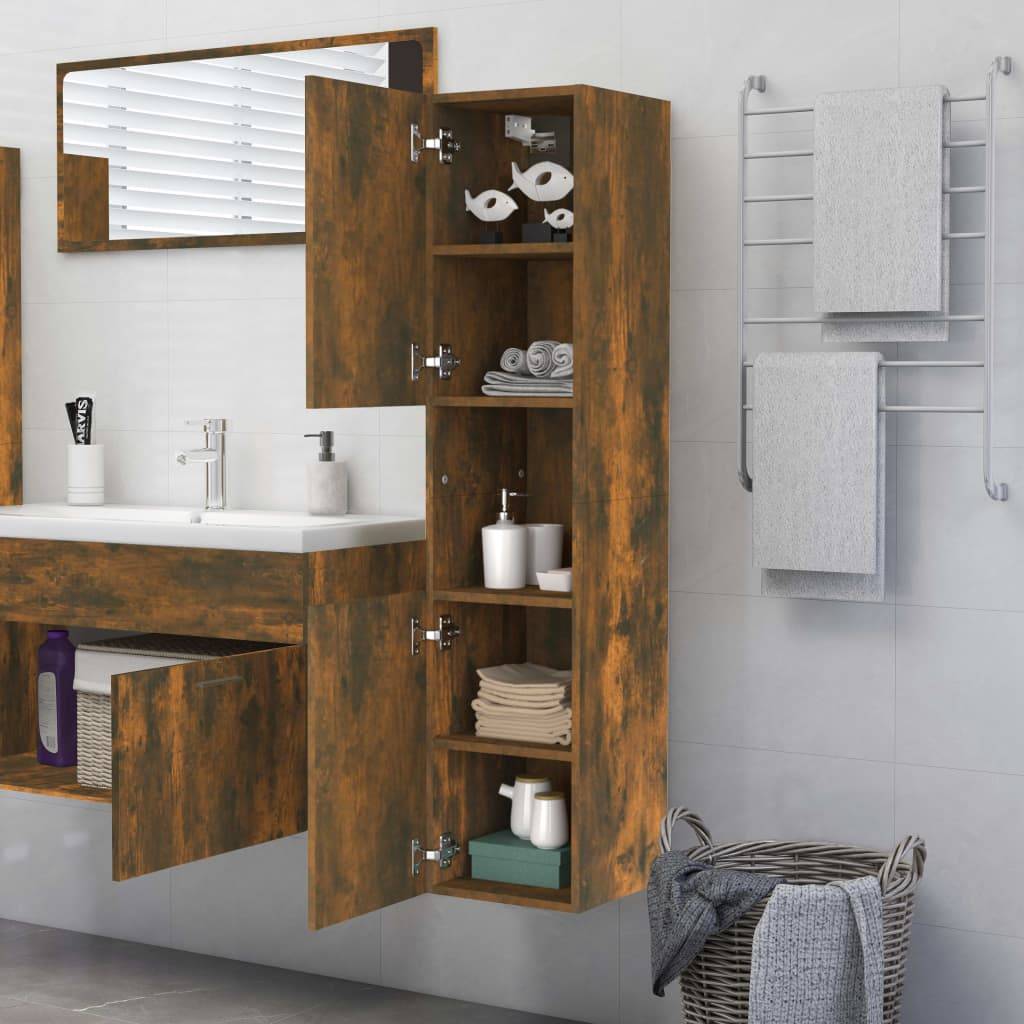 vidaXL Badezimmerschrank Räuchereiche 30x30x130 cm Holzwerkstoff