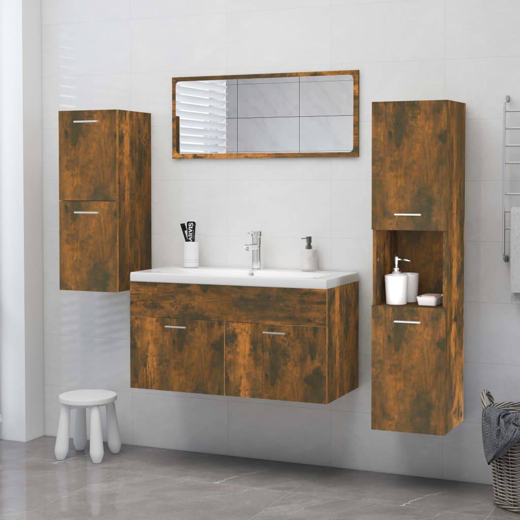 vidaXL Badezimmerschrank Räuchereiche 30x30x130 cm Holzwerkstoff
