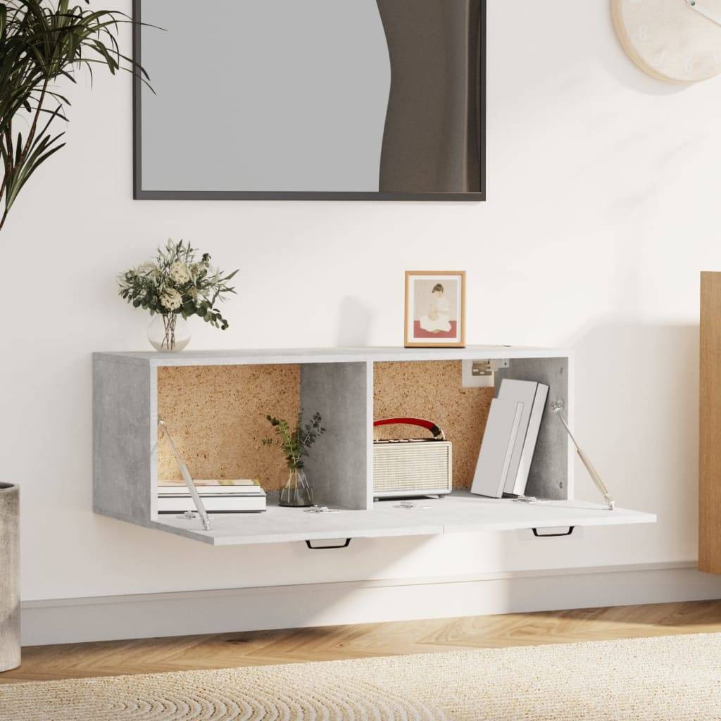 vidaXL Wandschrank Betongrau 100x36,5x35 cm Holzwerkstoff