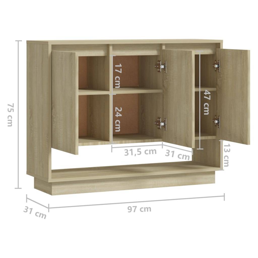 vidaXL Sideboard Sonoma-Eiche 97x31x75 cm Holzwerkstoff