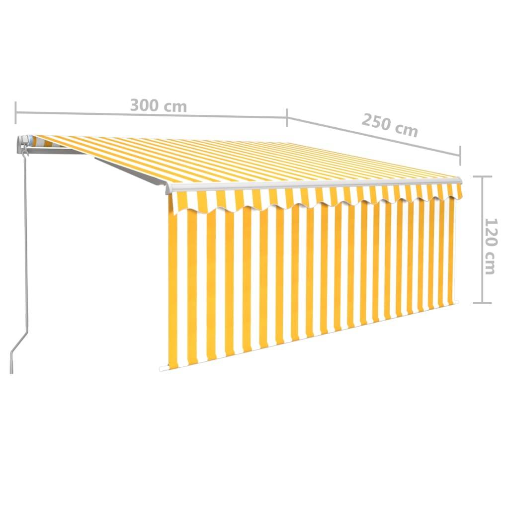 vidaXL Markise Manuell Einziehbar mit Rollo 3x2,5 m Gelb und Weiß
