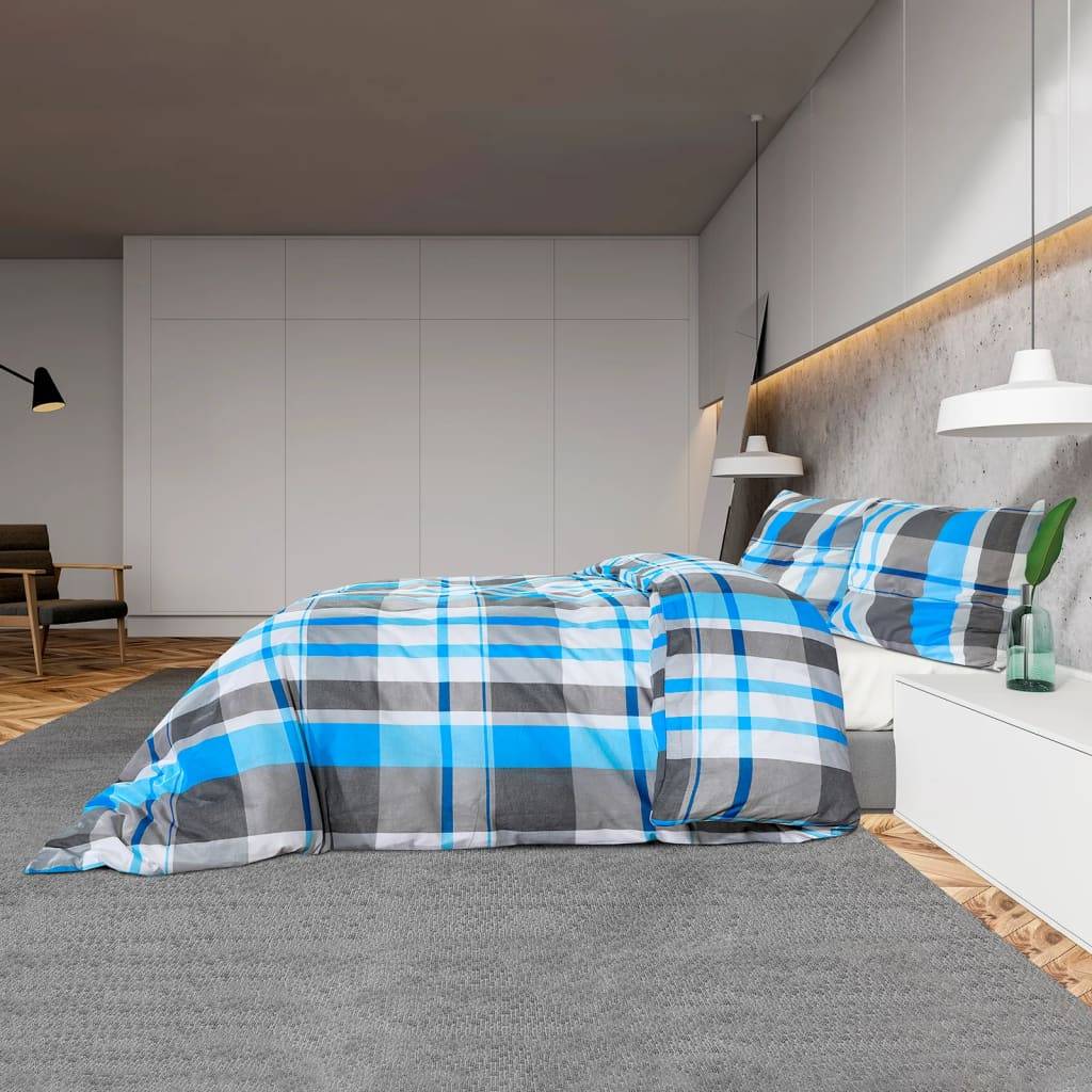 vidaXL Bettwäsche-Set Blau und Grau 200x220 cm Baumwolle