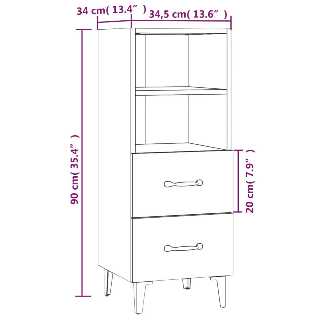 vidaXL Sideboard Betongrau 34,5x34x90 cm Holzwerkstoff