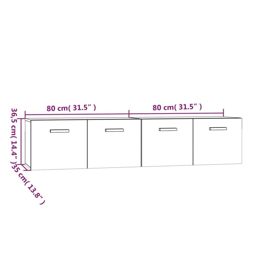 vidaXL Wandschränke 2 Stk. Sonoma-Eiche 80x35x36,5 cm Holzwerkstoff