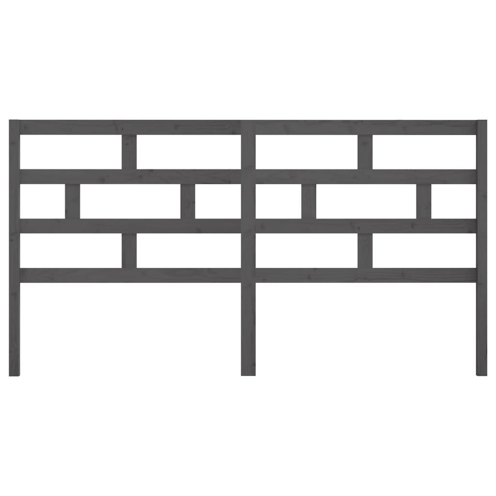 vidaXL Kopfteil Grau 206x4x100 cm Massivholz Kiefer