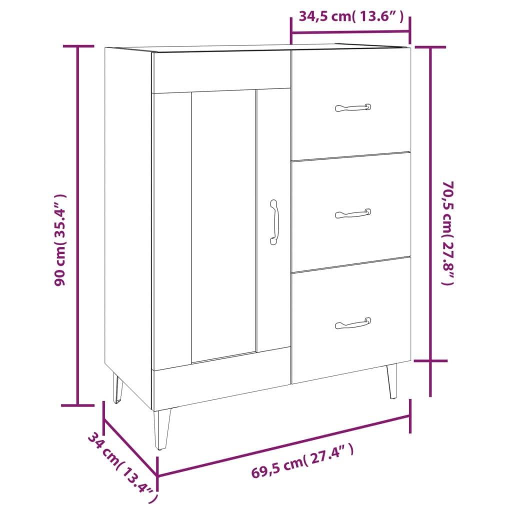 vidaXL Sideboard Betongrau 69,5x34x90 cm Holzwerkstoff