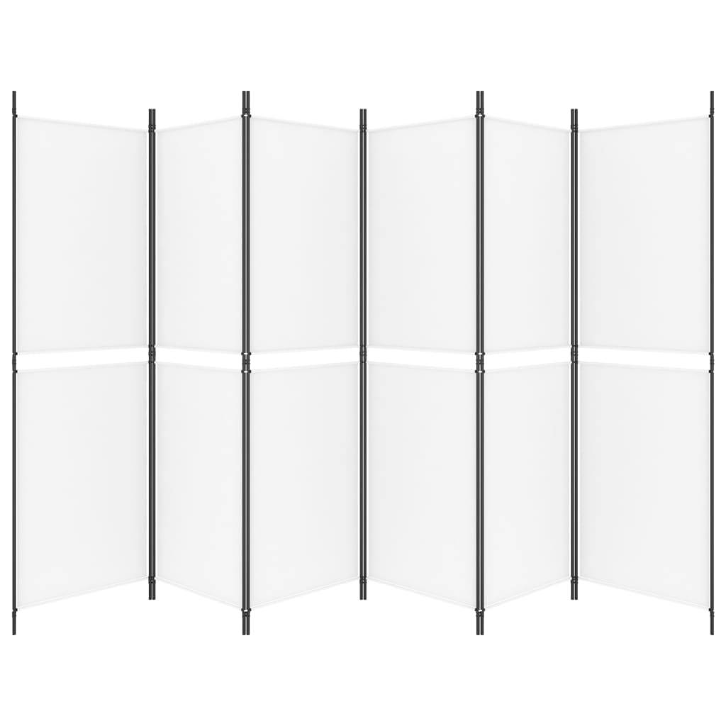 vidaXL 6-tlg. Paravent Weiß 300x180 cm Stoff