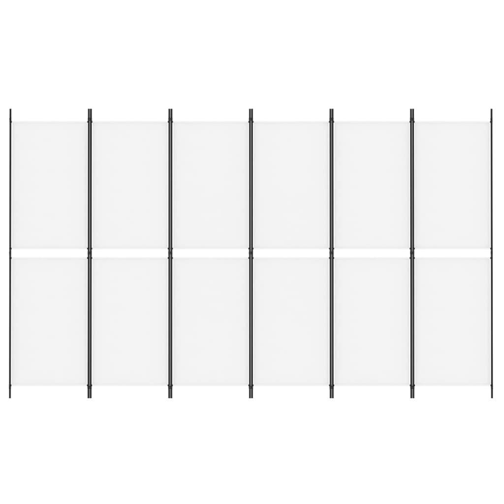 vidaXL 6-tlg. Paravent Weiß 300x180 cm Stoff