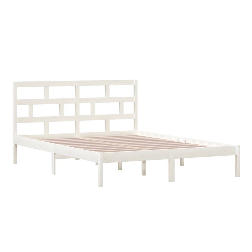 vidaXL Massivholzbett Weiß 150x200 cm