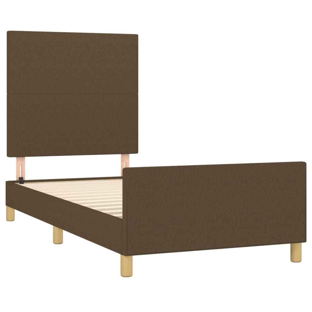 vidaXL Bettgestell ohne Matratze Dunkelbraun 90x190 cm Stoff