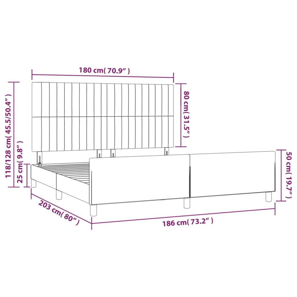 vidaXL Bettgestell ohne Matratze Taupe 180x200 cm Stoff