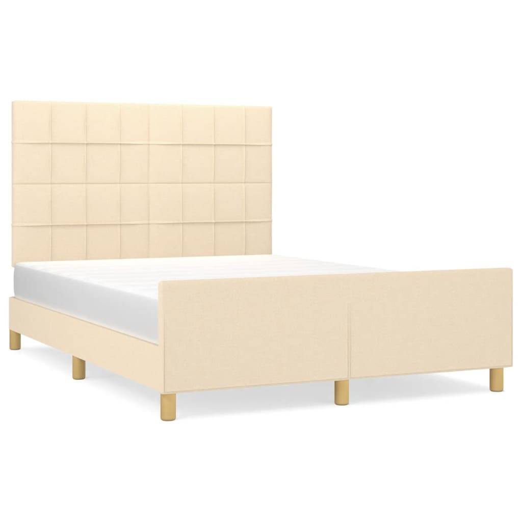vidaXL Bettgestell ohne Matratze Creme 140x200 cm Stoff
