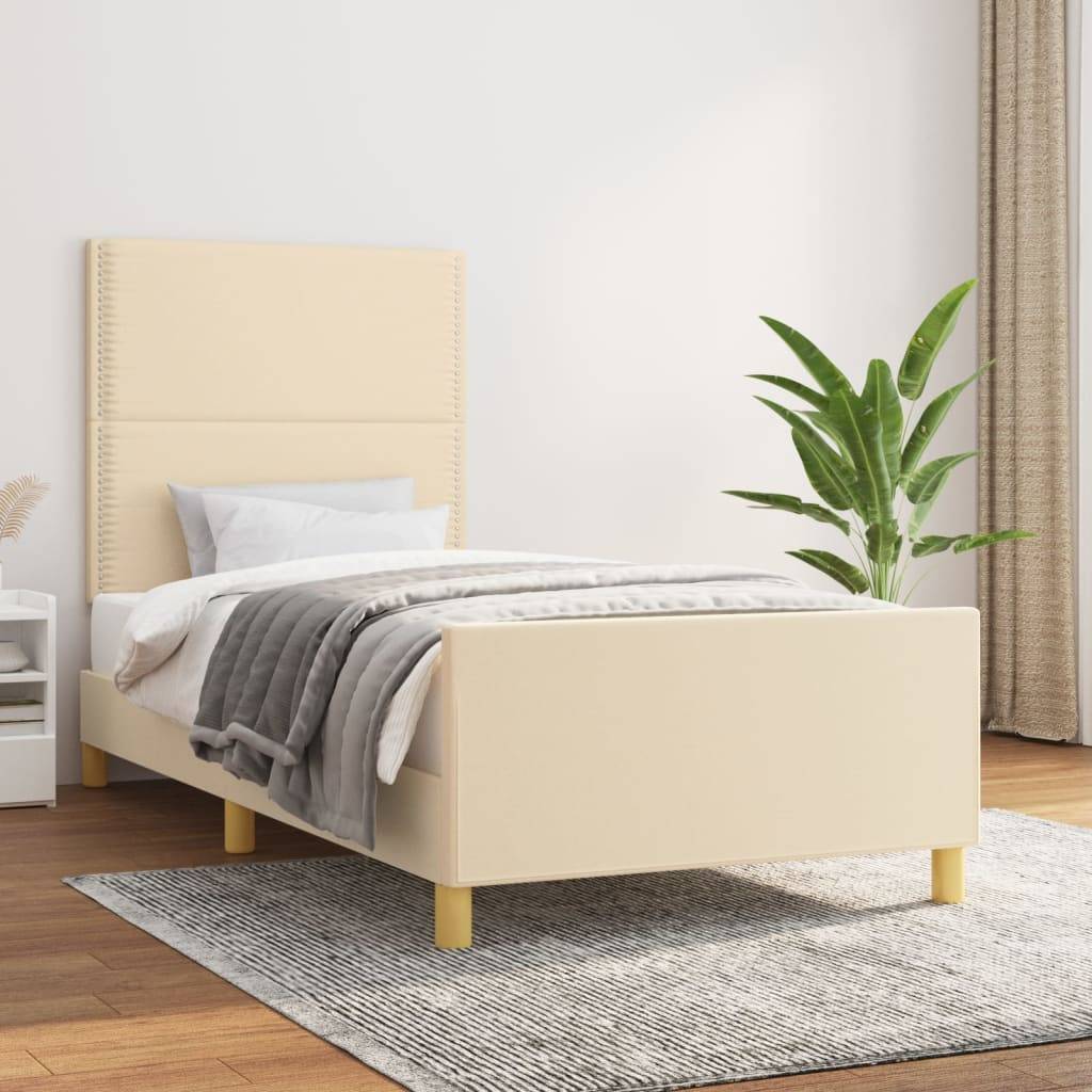 vidaXL Bettgestell ohne Matratze Creme 90x200 cm Stoff