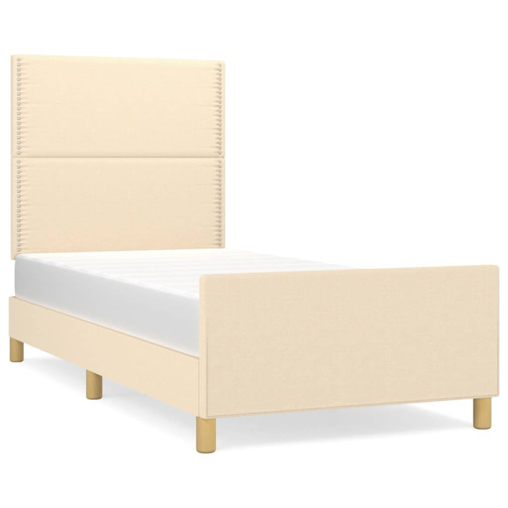 vidaXL Bettgestell ohne Matratze Creme 90x200 cm Stoff