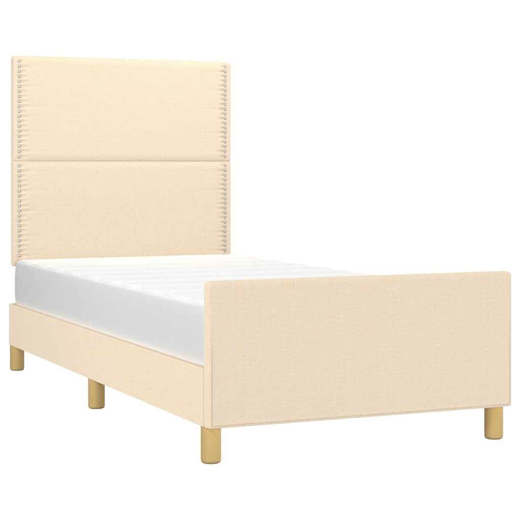 vidaXL Bettgestell ohne Matratze Creme 90x200 cm Stoff