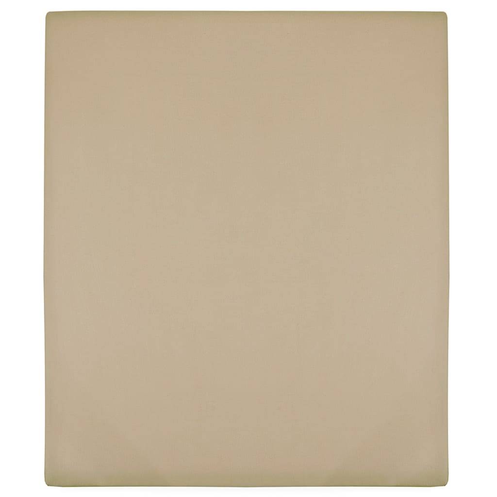 vidaXL Spannbettlaken Jersey Taupe 180x200 cm Baumwolle