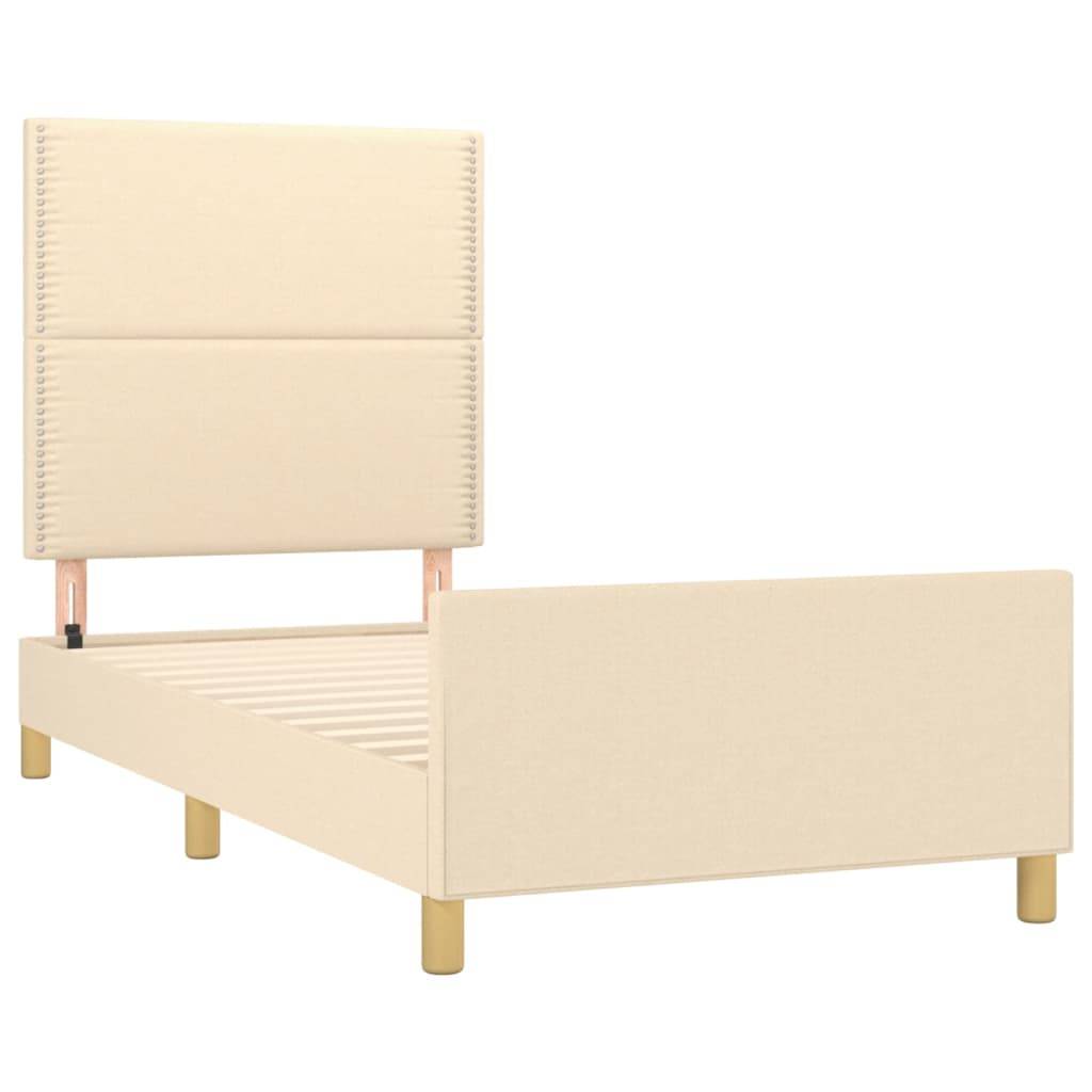 vidaXL Bettgestell ohne Matratze Creme 90x200 cm Stoff