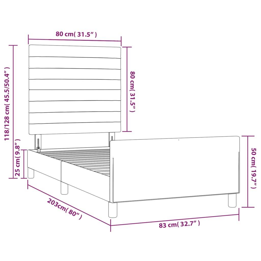 vidaXL Bettgestell ohne Matratze Hellgrau 80x200 cm Stoff