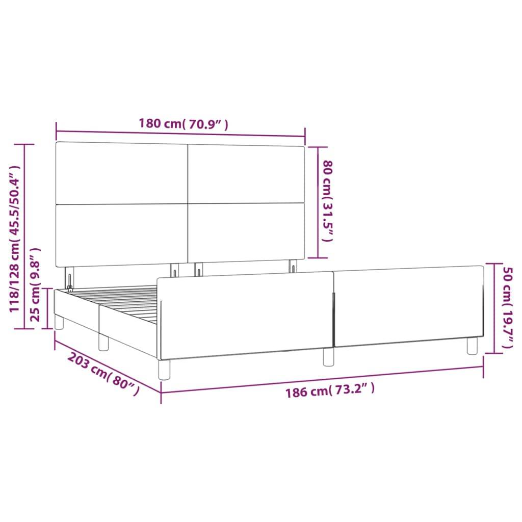 vidaXL Bettgestell ohne Matratze Dunkelgrau 180x200 cm Stoff