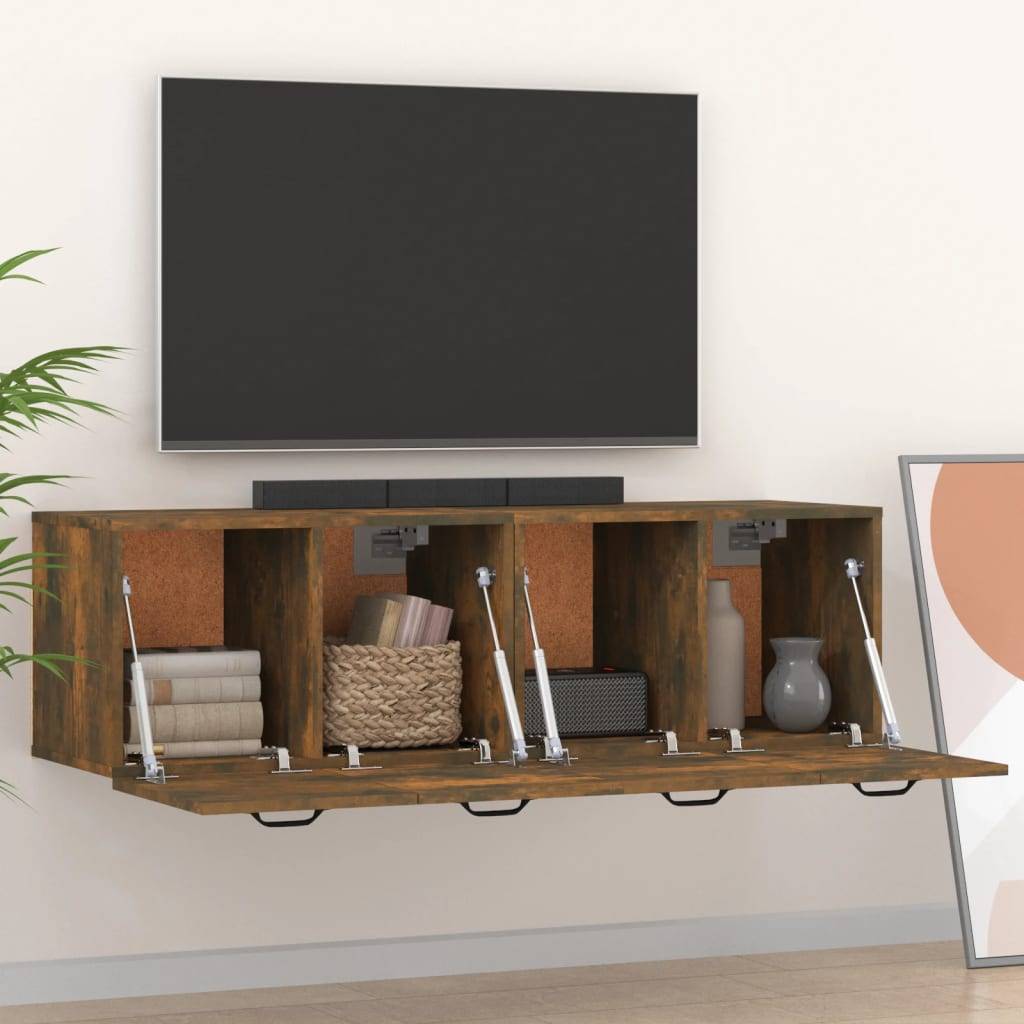 vidaXL Wandschränke 2 Stk. Räuchereiche 80x35x36,5 cm Holzwerkstoff