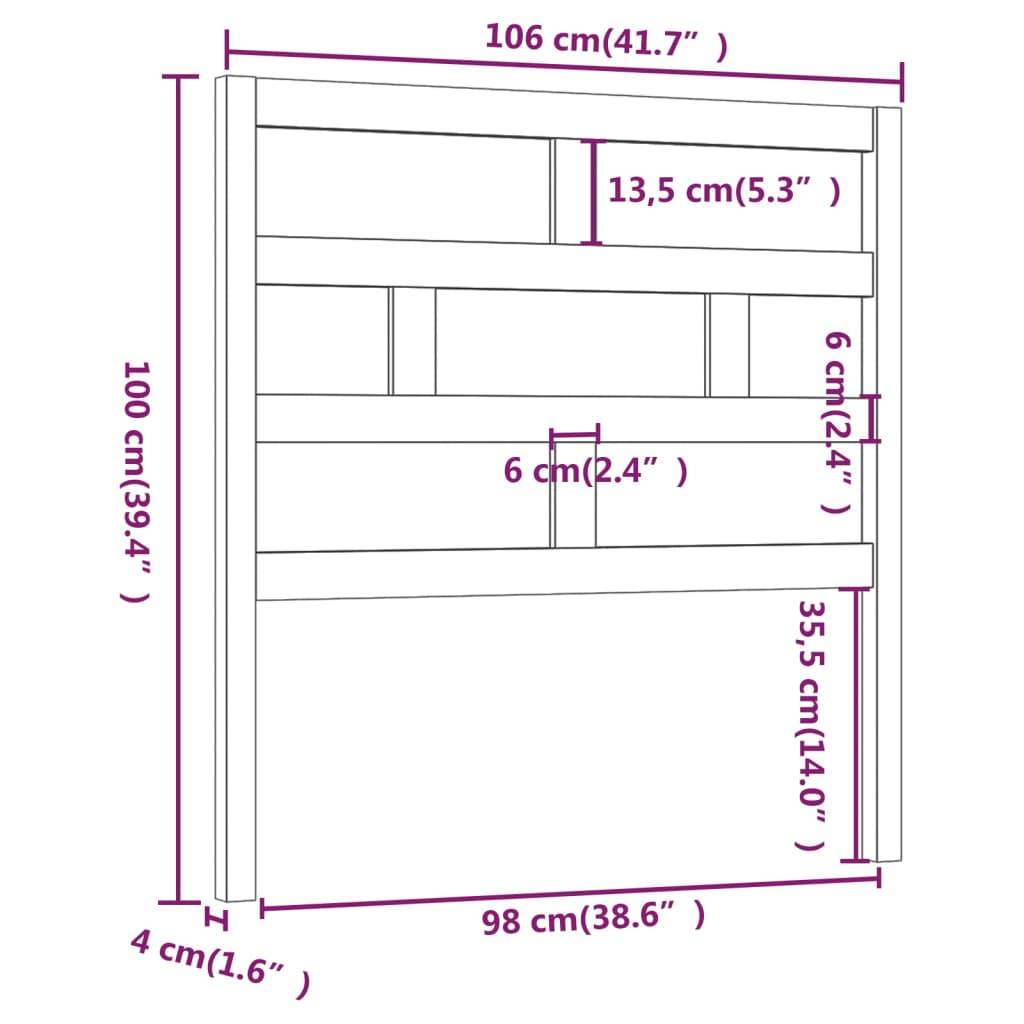 vidaXL Kopfteil Grau 106x4x100 cm Massivholz Kiefer
