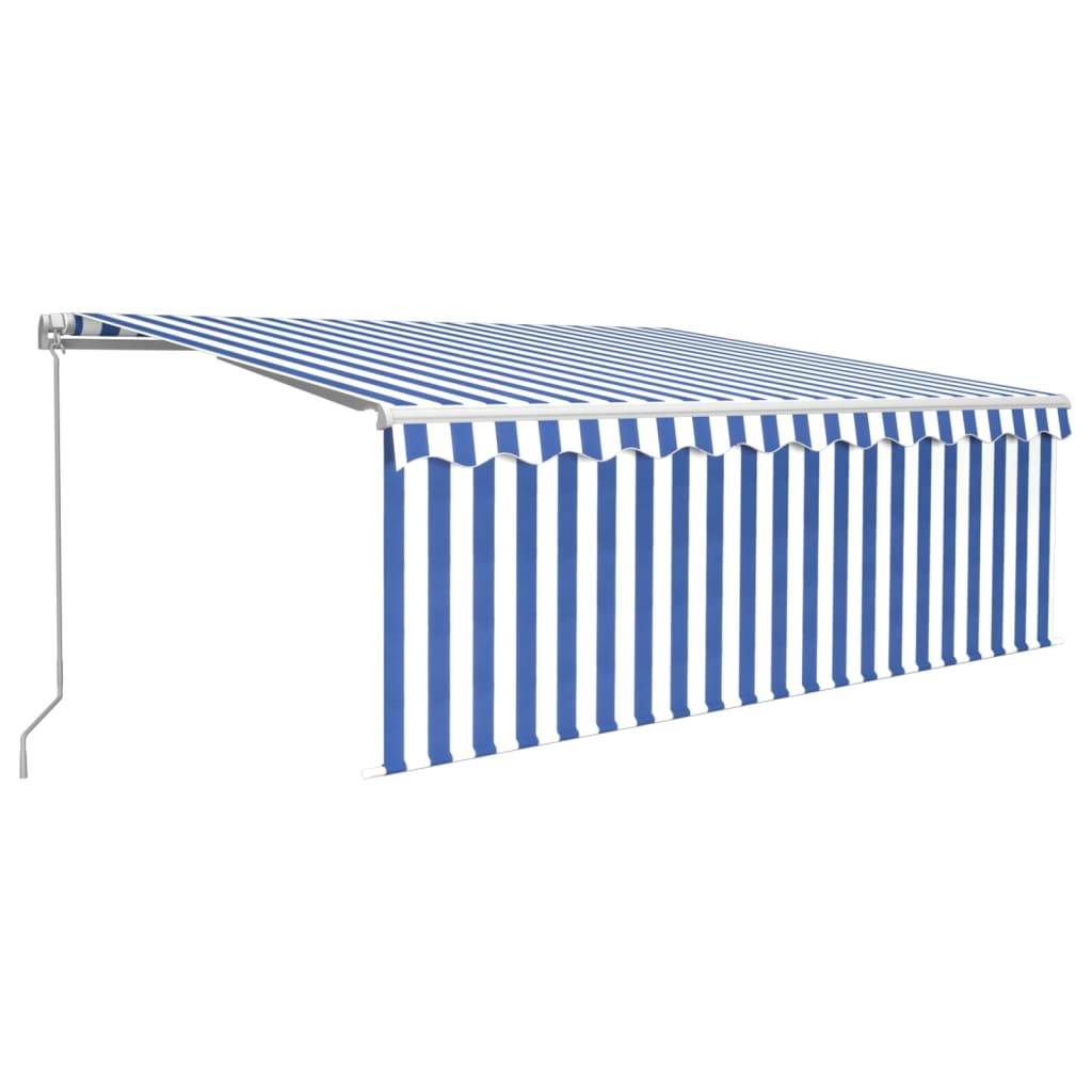 vidaXL Markise Manuell Einziehbar mit Rollo 4x3 m Blau & Weiß