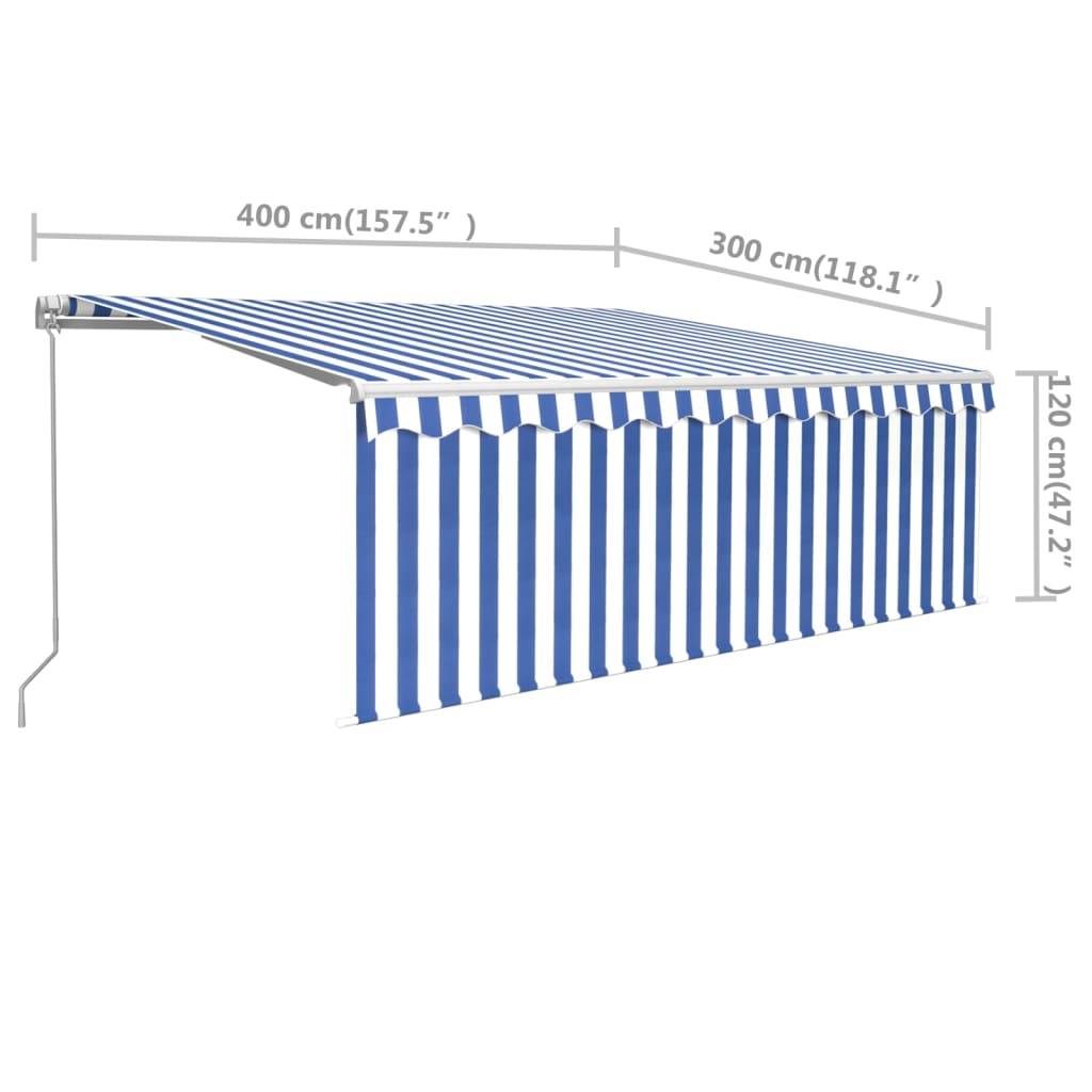 vidaXL Markise Manuell Einziehbar mit Rollo 4x3 m Blau & Weiß
