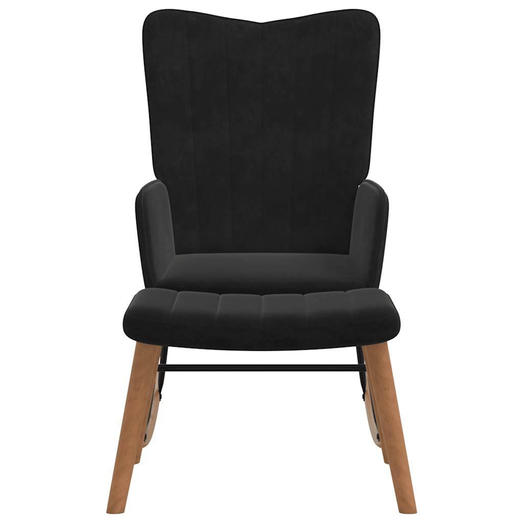 vidaXL Schaukelstuhl mit Hocker Samt Schwarz