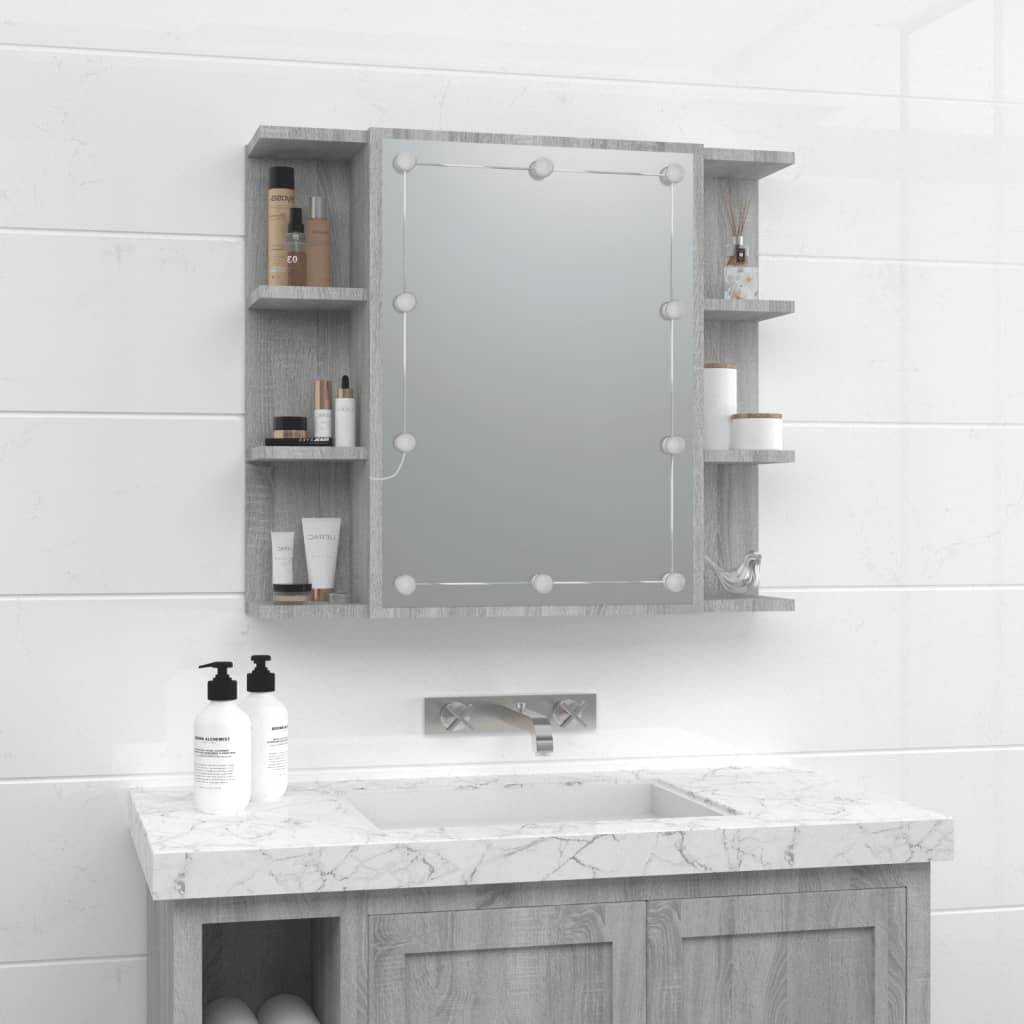 vidaXL Spiegelschrank mit LED Grau Sonoma 70x16,5x60 cm