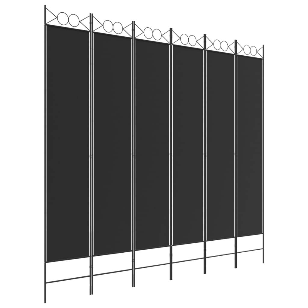 vidaXL 6-tlg. Paravent Schwarz 240x220 cm Stoff