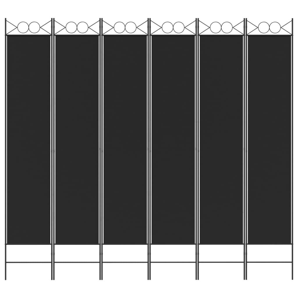 vidaXL 6-tlg. Paravent Schwarz 240x220 cm Stoff