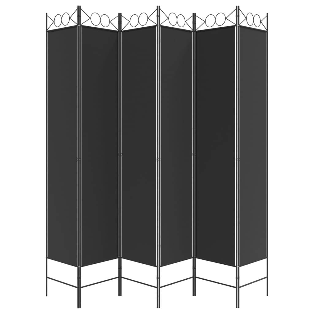 vidaXL 6-tlg. Paravent Schwarz 240x220 cm Stoff